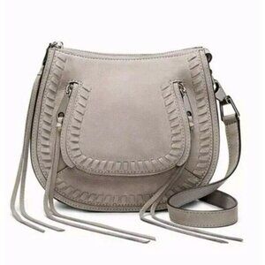 Rebecca Minkoff Womens Purse Crossbody Gray Brown Western Tassel Saddle Bag